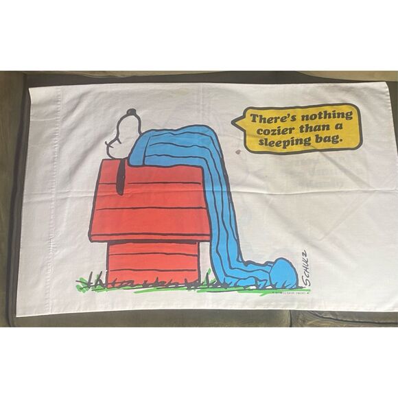 1971 Schulz Peanuts Snoopy Linus Pillowcase Set Vintage United Feature Syndicate - Picture 3 of 5
